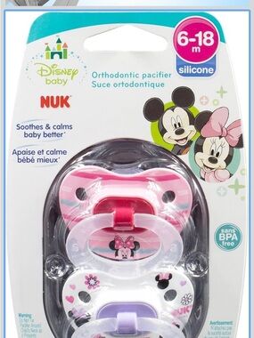 NUK Disney Baby Minnie Mouse Pink & White Silicone Pacifiers (6-18M)